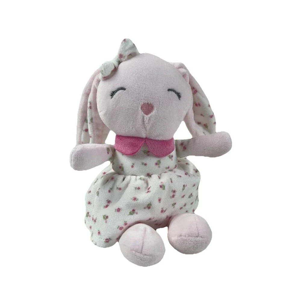 Chickpea Plush Bunny Rabbit White Pink Floral Flowers 11” Stuffed Animal Lovey